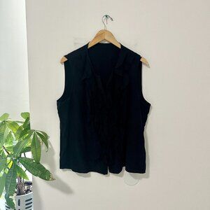 Tahari Black Ruffle Tank Blouse Size XL